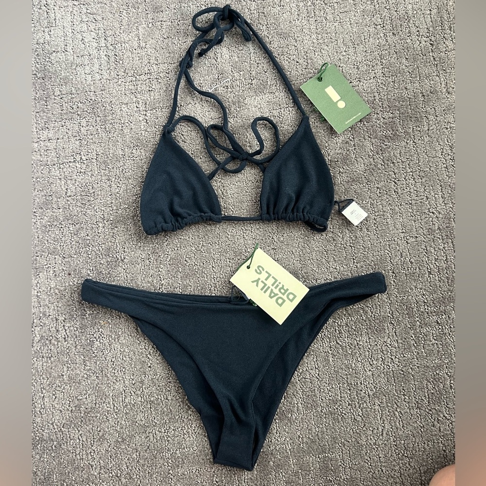 Daily drills navy terry bikini